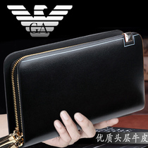  New big-name Armani mens wallet long leather clutch pure cowhide mens handbag luxury brand