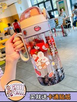 Water cup women summer super large capacity portable 2000 ml tritan water bottle high temperature cute water bottle with straw