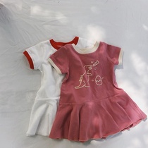 Baby skirt summer 2021 new short sleeve children casual cute foreign style baseball skirt cotton girl dress