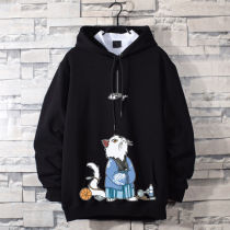 Spring and autumn thin cotton sweater men hooded loose large size jacket Winter velvet thick hoodie student Korean ins tide