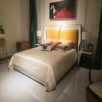 Kin Keisha Double Bed Bedroom Minimalist Modern Light Lavish Genuine Leather Large Bed Bedroom