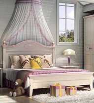 ABC color Nordic princess suite Youth solid wood furniture Pink crown princess bed Childrens bed solid wood bed