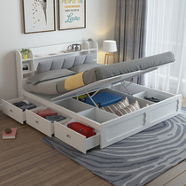 Pimas Nordic high Box storage double bed modern simple plate storage pneumatic 1 8 meters 1 5 small apartment fy