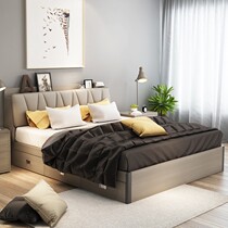 Muyue Nordic minimalist modern bed economy double bed high box pneumatic storage bed bedroom furniture elegant