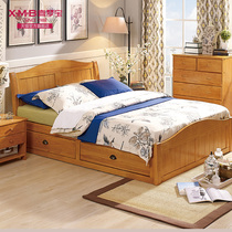 Ximengbao modern Chinese solid wood high box storage bed 1 5 m pine 1 8 m double bed Nordic function bed