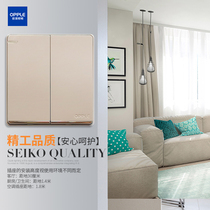 Opal switch socket panel 86 concealed five-hole two-three plug switch household P07-double switch (gold)
