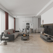 Wood Moon Nordic Minimalist Restaurant Furniture Suite Retractable TV Cabinet Dining Table & Chairs Tea Table Tech Fabric Sofa