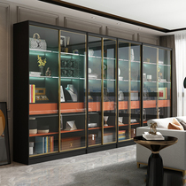 Pimas light luxury glass door bookcase simple modern home bookcase floor rack Nordic living room book cabinet