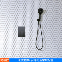 Laufen Laufen concealed shower embedded in wall smart thermostatic shower head set all copper household Black