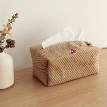 Japanese cotton linen fabric tissue box simple homestay concave shape drawing Box storage bag creative home living room table