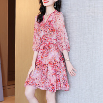 Silk dress womens autumn dress new 2022 fairy skirt temperament super fairy mulberry silk summer small man short skirt