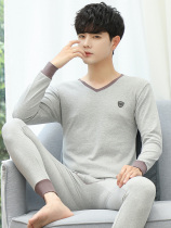 Mens cotton thermal underwear autumn clothes autumn pants set teenagers thin cotton wool shirt pants full cotton warm clothes