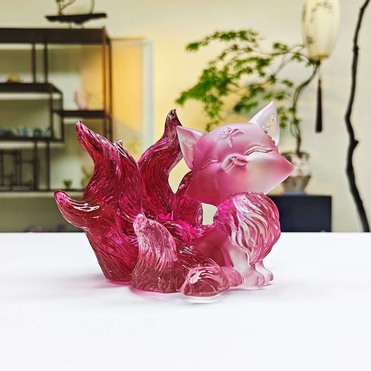 銅 細工 梅花狐薫る香炉 灰皿 茶道具 香道具 九尾狐 装飾品 工芸品置物