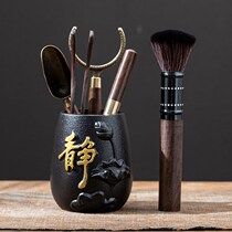 Ebony solid wood Tea ceremony Six gentlemen set Kung Fu tea accessories Daquan Tea clip Tea spoon Tea needle raising pot Pen set