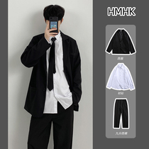 Suit suit Mens spring and autumn casual suit jacket loose student Korean version of the tide fried street Ruffian handsome dk small suit
