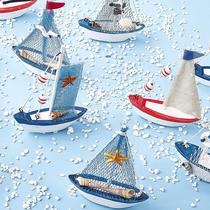 Sailboat model ornaments smooth sailing wooden boat Mediterranean style decorative crafts simulation props pirate ship model