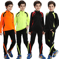 Customized long sleeve autumn and winter childrens football suit set primary school appearance suit plus velvet football training suit men