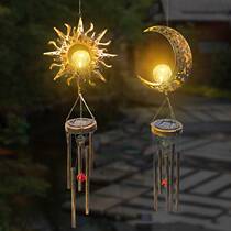 Solar outdoor garden light garden balcony decoration waterproof moon retro wind chime hanging light landscape chandelier pendant