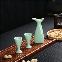 One pot two cups two or two Hulk wine set Chinese white glass small wine dispenser Cup mini home antique
