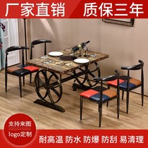 Hot pot table custom induction cooker table custom skewer grilled fish shop Chongqing hot pot shop table round table Hotel table