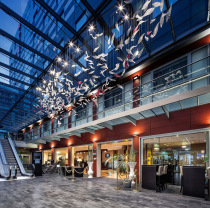 Mall lobby atrium beautiful Chen glass feather air hanging window art top decoration jewelry store hanging