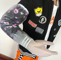 Rubber gloves long extended waterproof women tight hand work wear-resistant long sleeve kitchen plus velvet home padded rubber