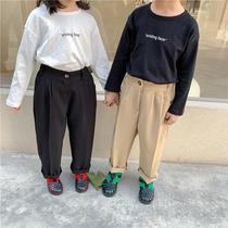 2022 Spring new products Korean version children Western clothing pants male and female straight cylinder casual long pants baby 100 hitch-style pants