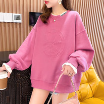 Pregnant womens autumn fake two-piece top pullover round neck loose thin sweatshirt womens new spring and autumn Korean long sleeve