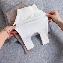 Korean version of baby spring and autumn cotton pants bottoming pants striped solid color pp pants high waist belly pants