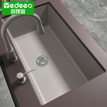 Italy Di quartz stone sink gray sink table basin household kitchen large single tank sink set