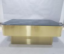 KTV Bar Stainless Steel Cassette Light Tea Table Hotel Clubhouse Marble Tempered Glass Light Extravagant Table Customize
