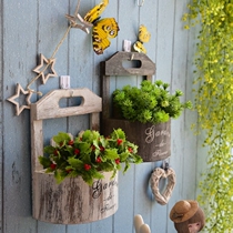 Retro wall-mounted flowerpot flower basket hanging wall ornaments creative hanging wall handmade Rattan woven decorative rattan frame Basin