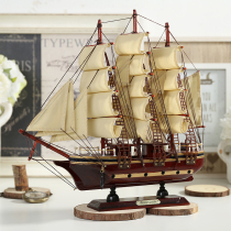 Mediterranean wooden sailing boat model ornaments solid wood simulation Craft boat bar decoration handmade gifts