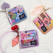 Wallet female ins tide girl heart student hanging neck Korean version of simple card set cute bling wallet change card bag