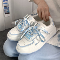 Pull back to change the peach ripe milk blue board shoes womens summer breathable thin thick-soled wild girl white shoes womens summer
