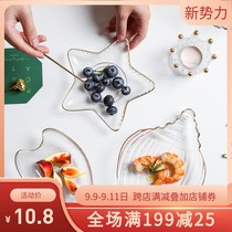 Creative cute transparent glass seasoning dip small saucer ins Wind put side vegetable candy water fruit plate front desk fine