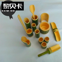 Sand water bamboo toys Kindergarten childrens c toys Original ecological bamboo toys polished smooth 14-piece set to play