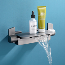 Gun grey bathroom hanging wall style hot and cold water bathtub tap full copper gold waterfall shower water mixing valve cylinder side tap