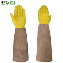 Green riding long style sheep leather gloves garden gardening beekeeping anti-stab anti-wear and shock absorbing electric welding argon arc welding