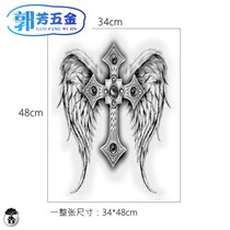  Buy one get one free on the back Full back cross tattoo stickers for men and women waterproof long-lasting wings and feathers simulation totem tattoos