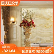 European-style floor vase living room large ceramic ornaments Hotel Villa luxury decoration decoration artificial flower arrangement