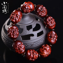  India Zambia leaflet red sandalwood hand string Eighteen Arhat bracelet finely carved male and female blood sandalwood Buddha beads old material