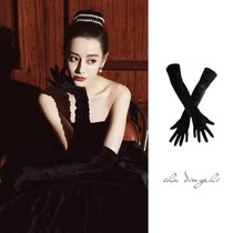 Wedding sleeves cover arms wedding gloves autumn and winter golden velvet Hepburn style retro elegant dinner dress arm sleeve length