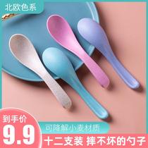 Wheat straw adult tableware plastic small spoon creative cute anti-scalding children Spoon soup home