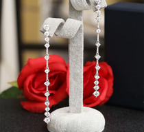 Mosanstone Earrings PT950 Platinum Full Drill Long flow Suearrings 30 Diamond Earrings the European and American 100 Lapped Temperament