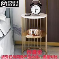 Nordic marble side modern simple sofa side cabinet bedside small round table light luxury movable small coffee table corner