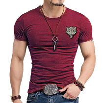 Customized summer new tactical short sleeve T-shirt Special Forces mens cotton wolf head military slim base
