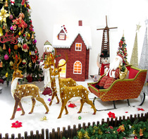 Christmas simulation Sika deer sled car White-haired reindeer elk decorations Plaza hotel shopping mall set props