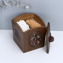 Household beautiful cotton toothpick cotton swab two-in-one storage box light luxury living room personality creative toothpick tube