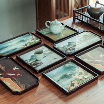 New Chinese tea table tray rectangular household wooden pot bearing dry bubble table small tea tray for one person with coffee table tea cup high grade